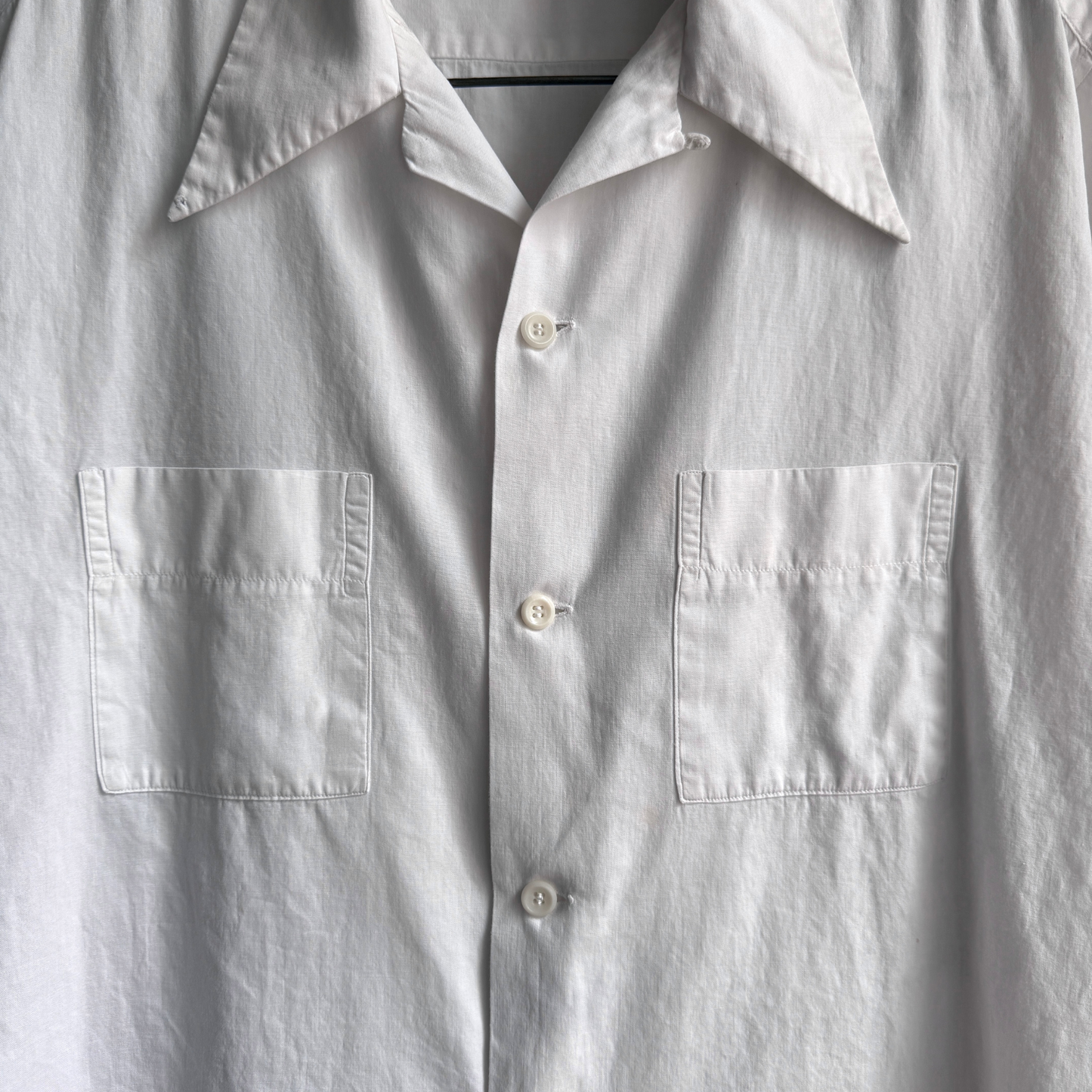 1940s White Cotton Loop Collar Shirt