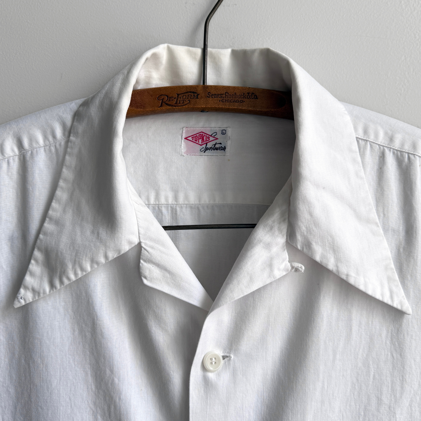 1940s White Cotton Loop Collar Shirt