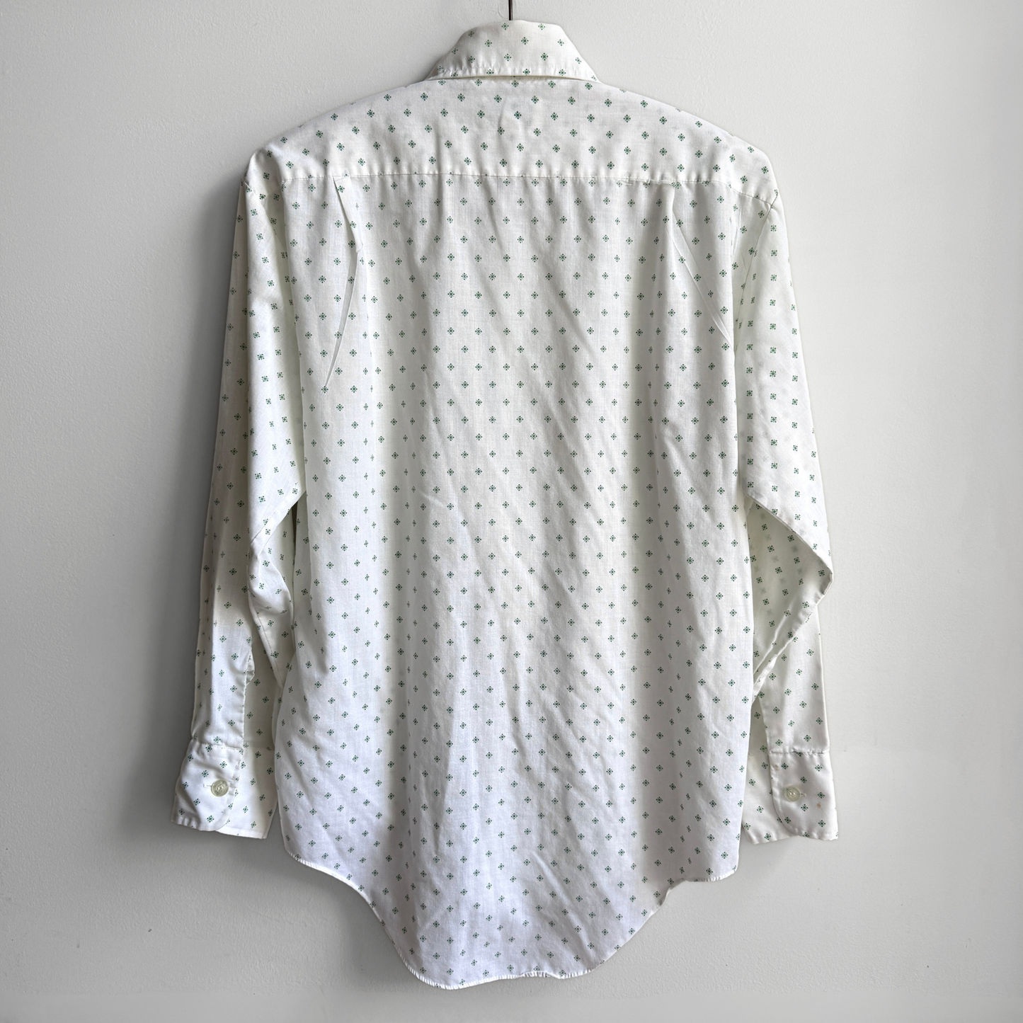 1970s Green Monogram Print Dress Shirt