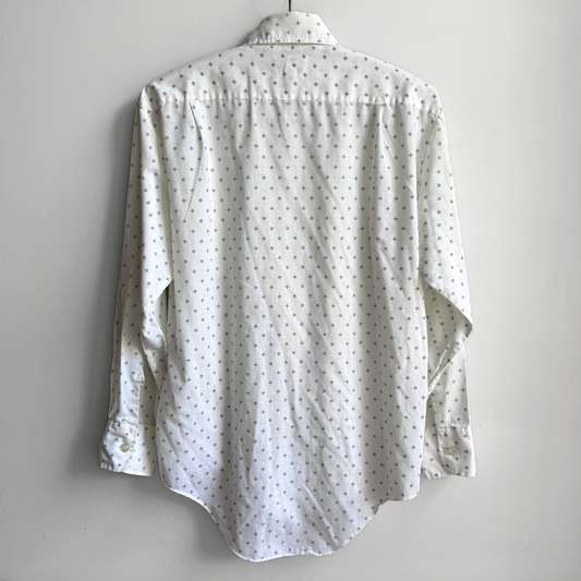1970s Green Monogram Print Dress Shirt