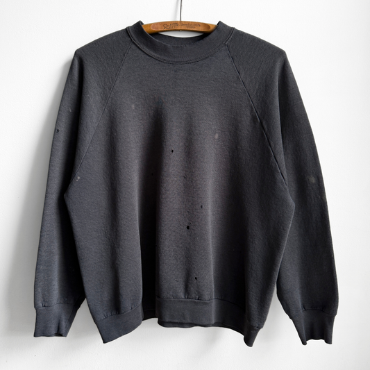 1980s Faded Black Raglan Sweatshirt