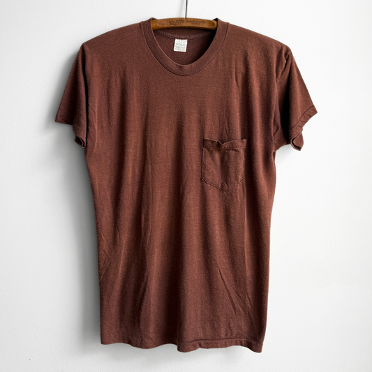 1980s Faded Brown Selvedge Pocket Tee