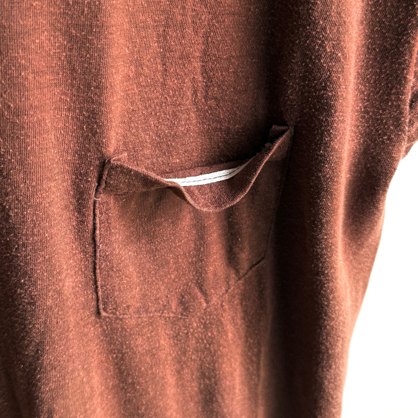 1980s Faded Brown Selvedge Pocket Tee