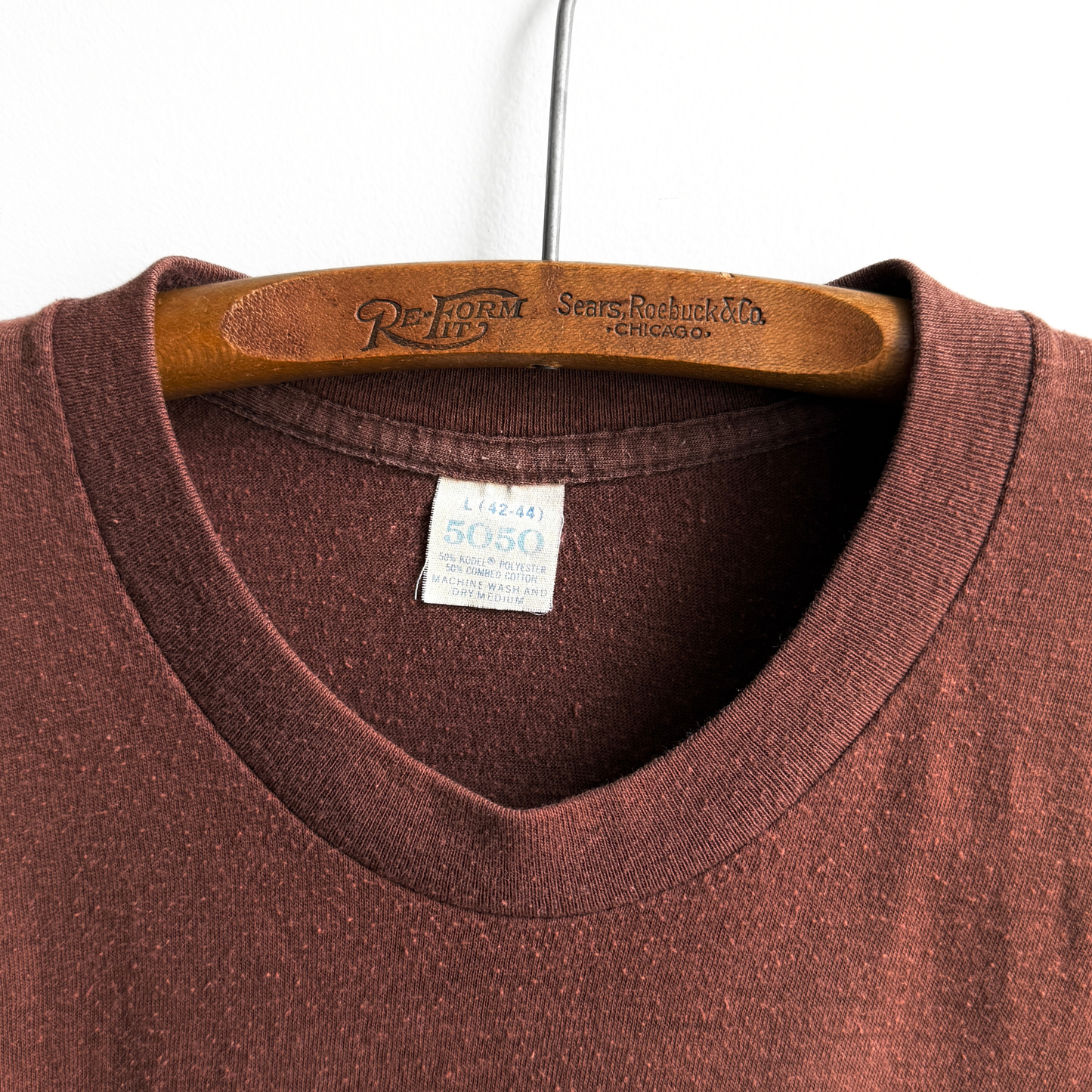 1980s Faded Brown Selvedge Pocket Tee