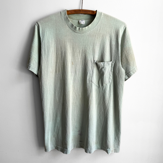 1970s Faded Green Selvedge Pocket Tee