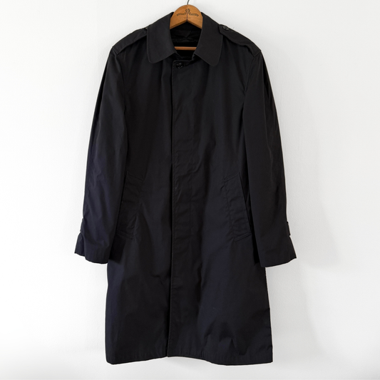 1980s U.S. Navy Black Insulated Trench Coat