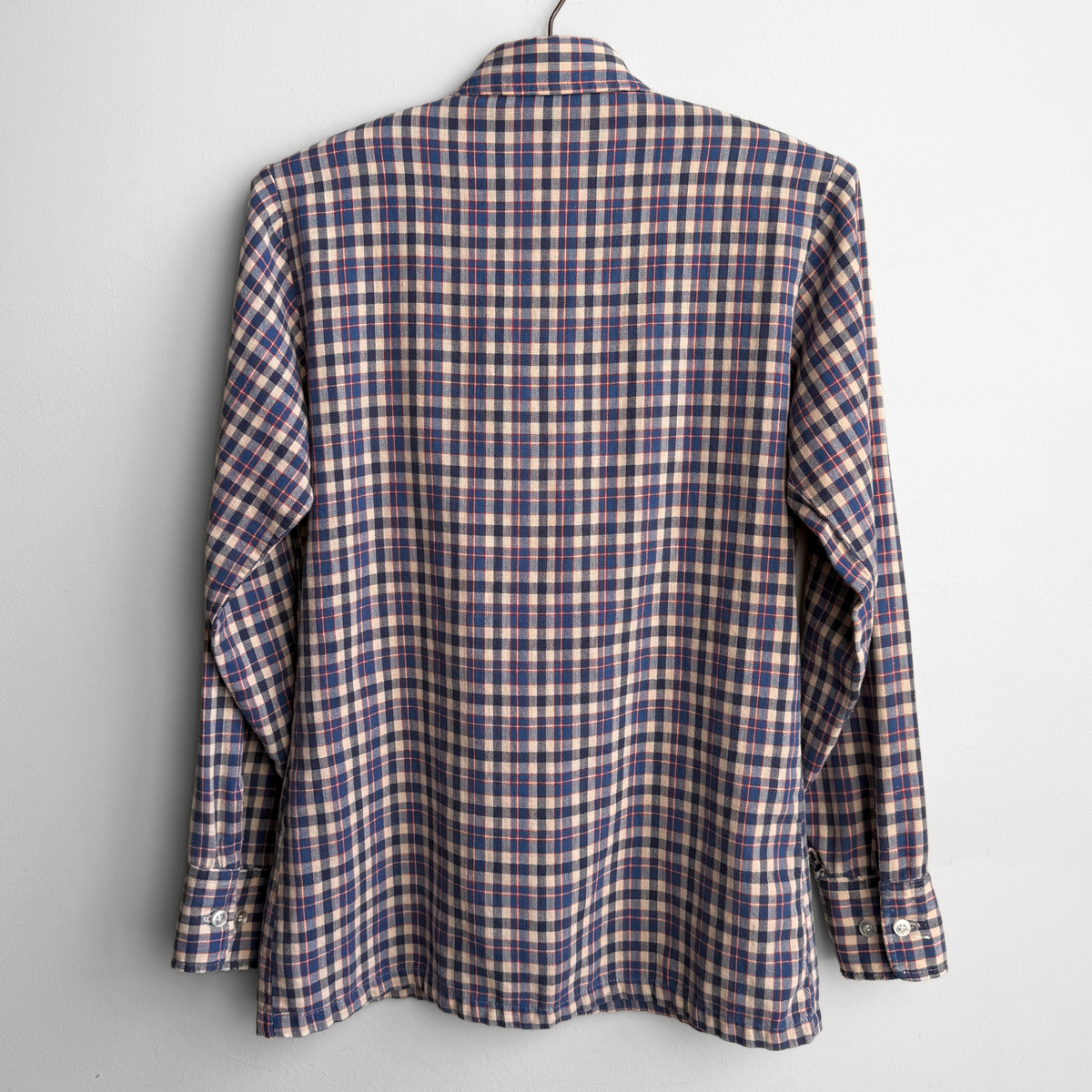 1970s Panatela Blue & Cream Plaid Shirt