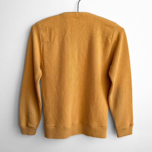 1970s Yellow Acrylic Knit Cardigan