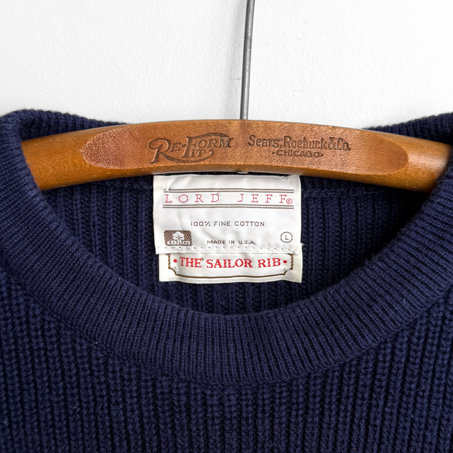 1970s Sailor Rib Fine Cotton Knit Sweater