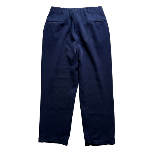 1950s Navy Blue Drop Loop Wool Pants (32)