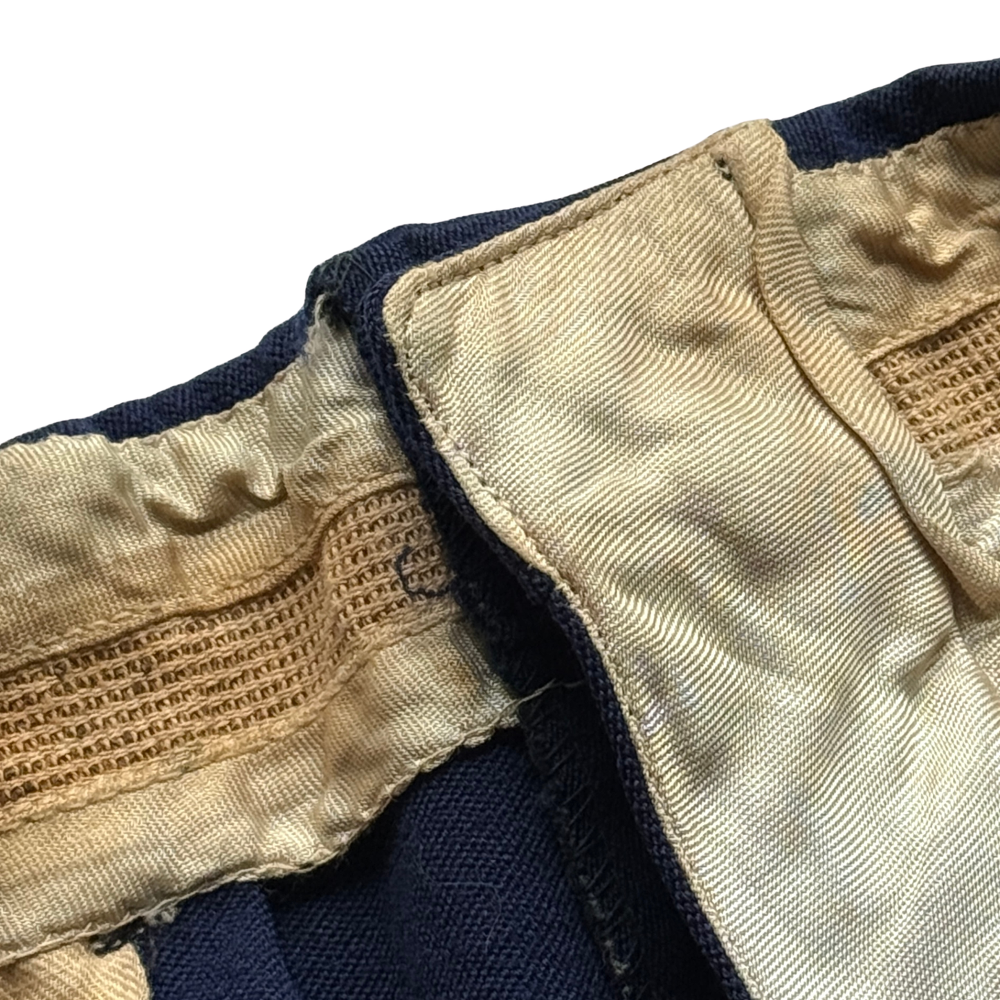 1950s Navy Blue Drop Loop Wool Pants (32)
