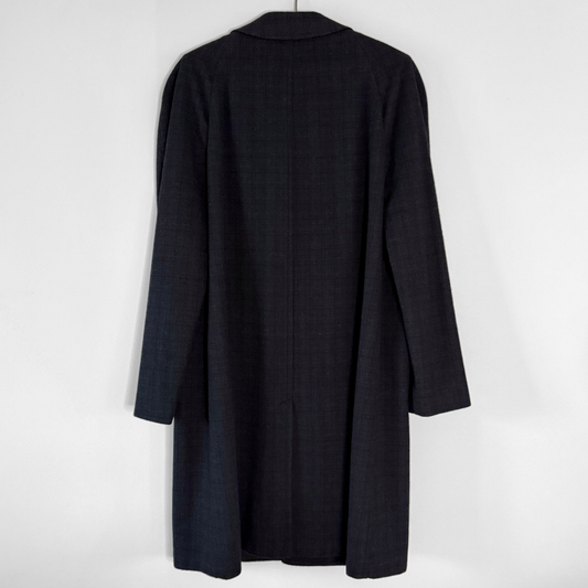 1950s Navy Blue Check Wool Overcoat
