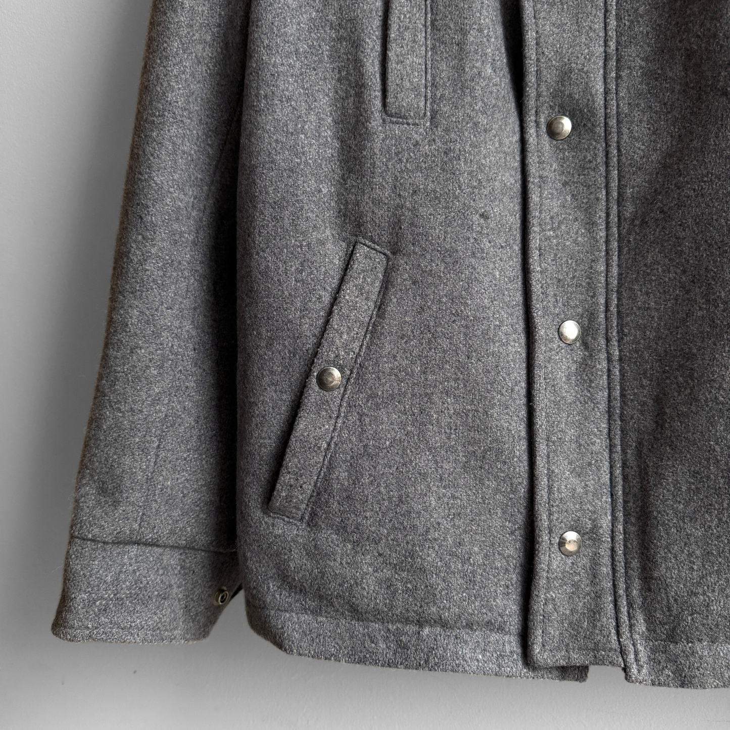 1970s Dark Grey Plaid Lined Wool Jacket