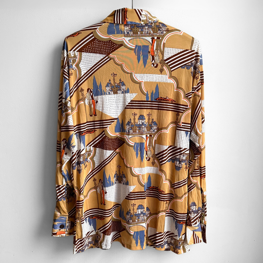 1970s City Scenery Print Shirt