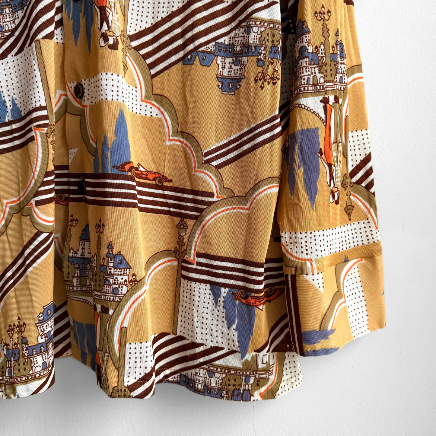 1970s City Scenery Print Shirt