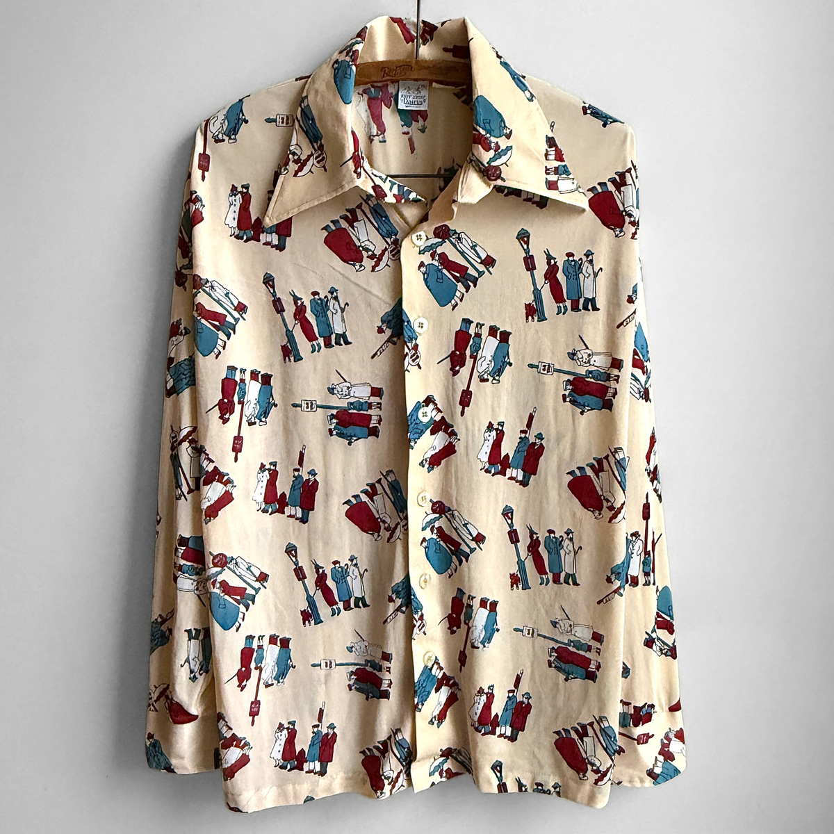1970s City People Print Sport Shirt