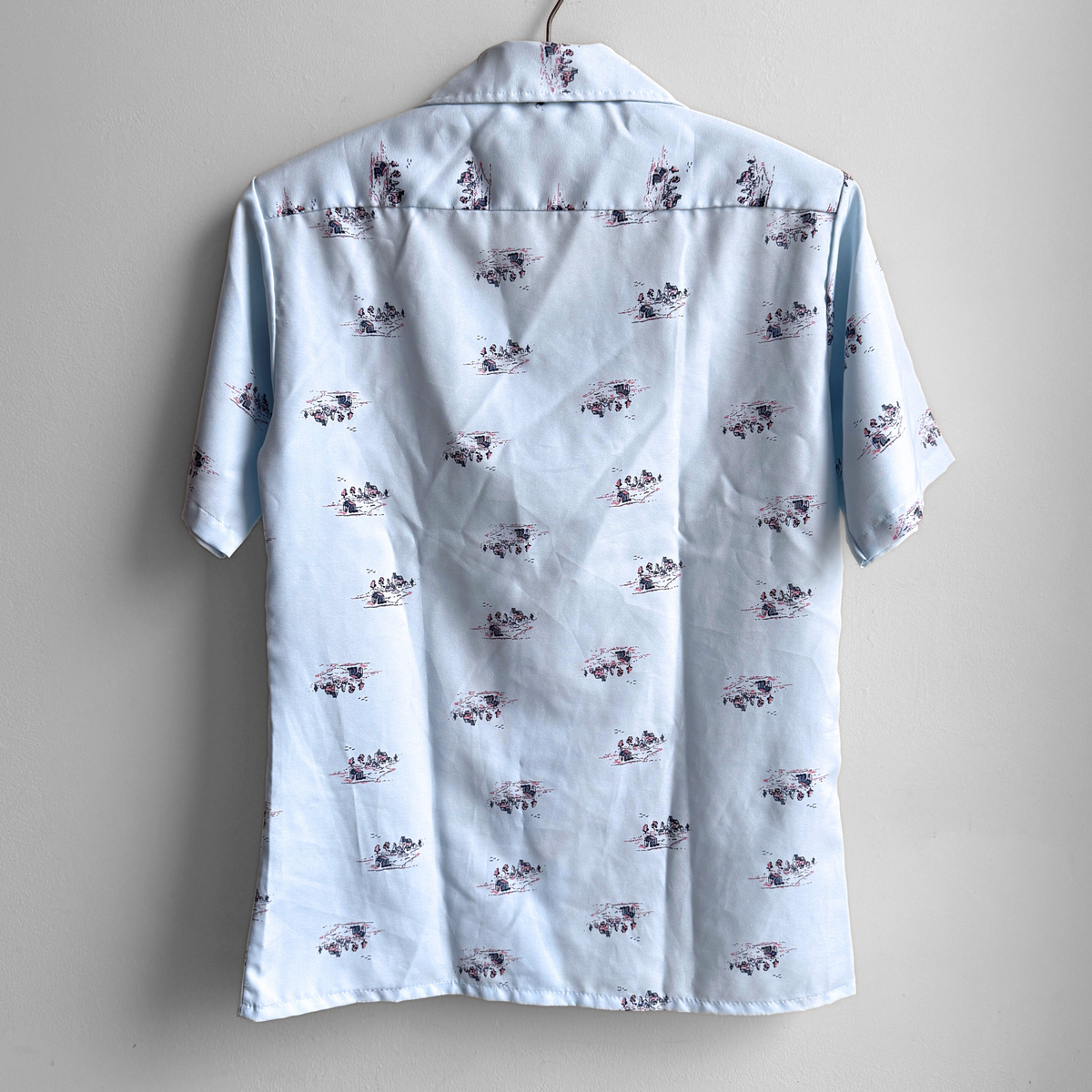1970s Country Homestead Print Sport Shirt
