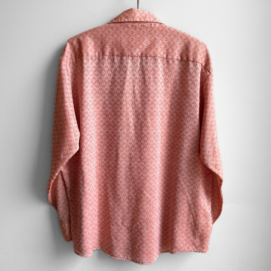 1970s Light Orange Loop Collar Dress Shirt