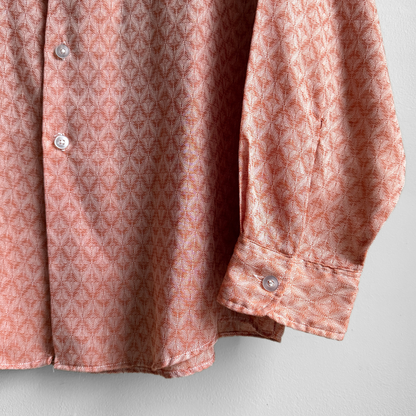 1970s Light Orange Loop Collar Dress Shirt