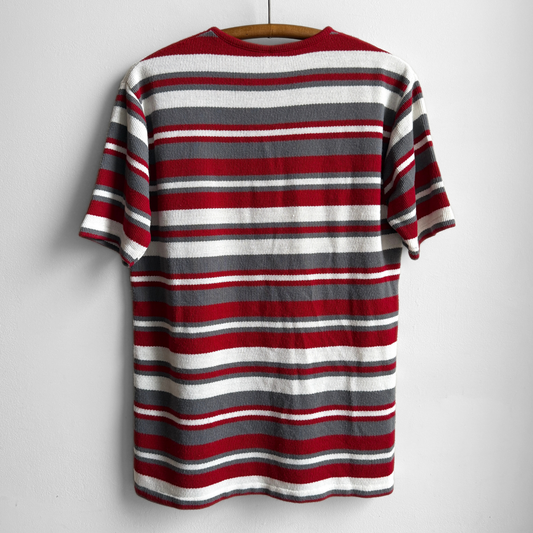 1960s Red & Grey Striped Fleeced Tee