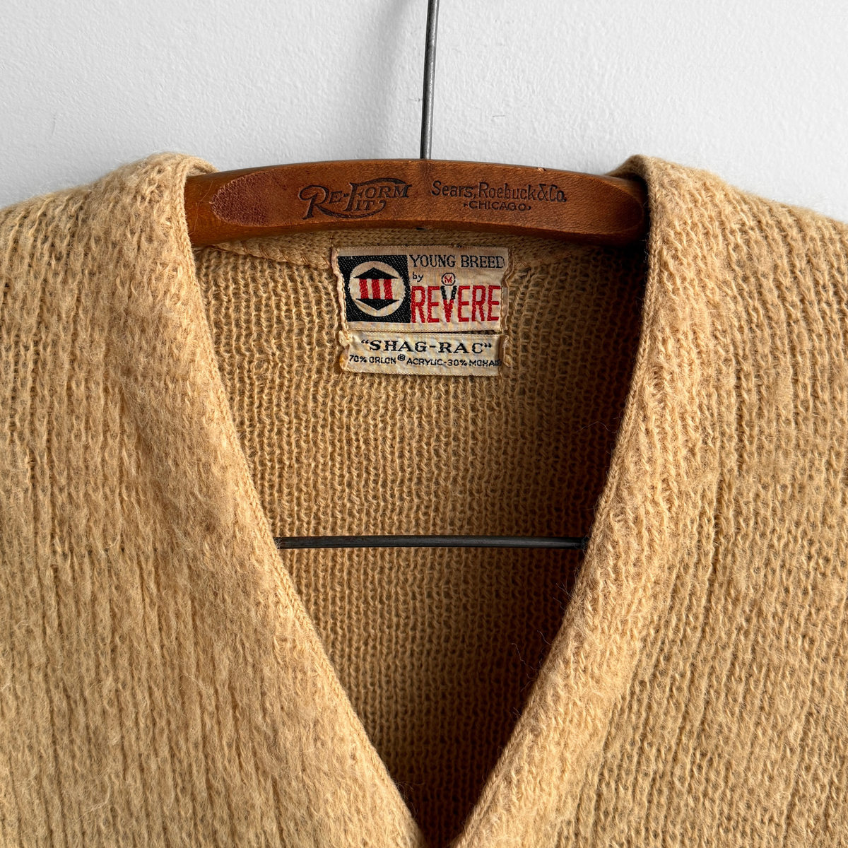 1960s Tan Mohair Knit Cardigan