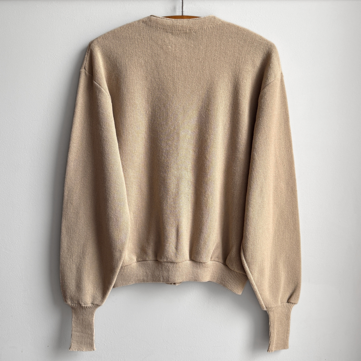 1980s Light Tan Acrylic Knit Cardigan