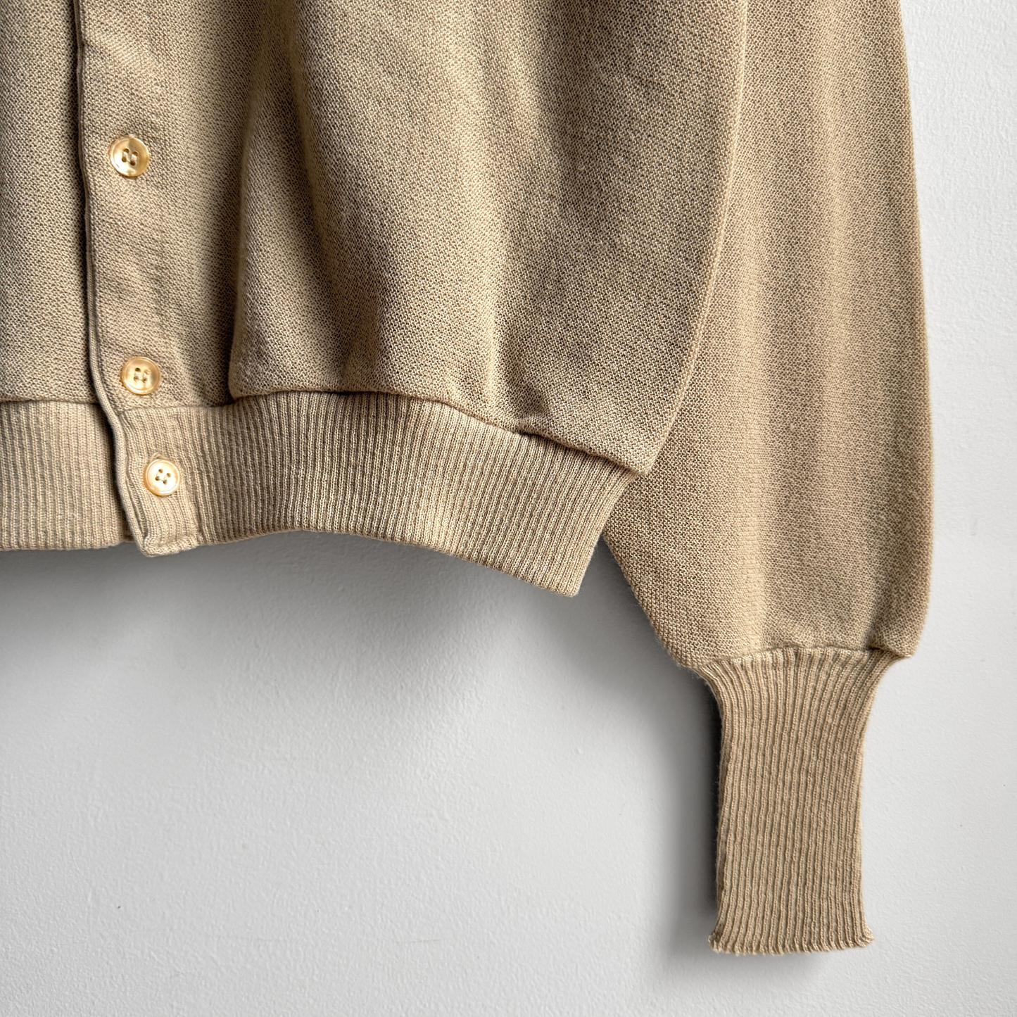 1980s Light Tan Acrylic Knit Cardigan