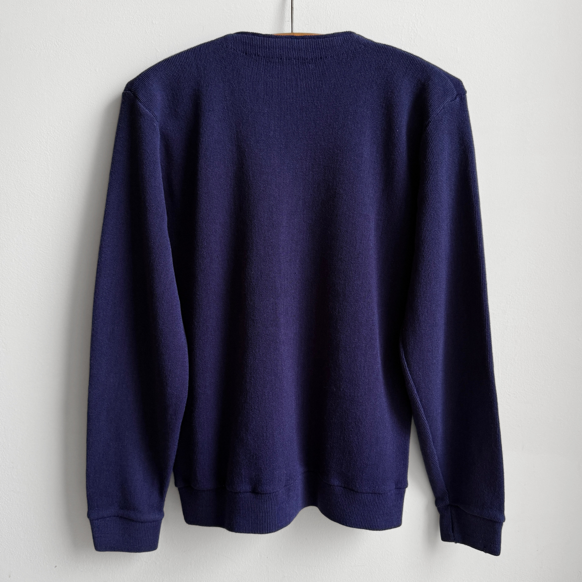 1980s Navy Blue Acrylic Knit Cardigan