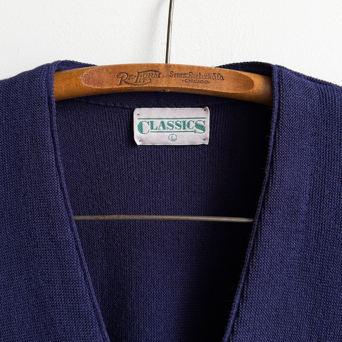 1980s Navy Blue Acrylic Knit Cardigan
