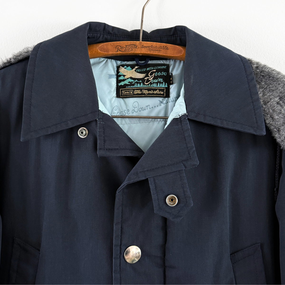 1970s Navy Blue Goose Down Puffer Coat
