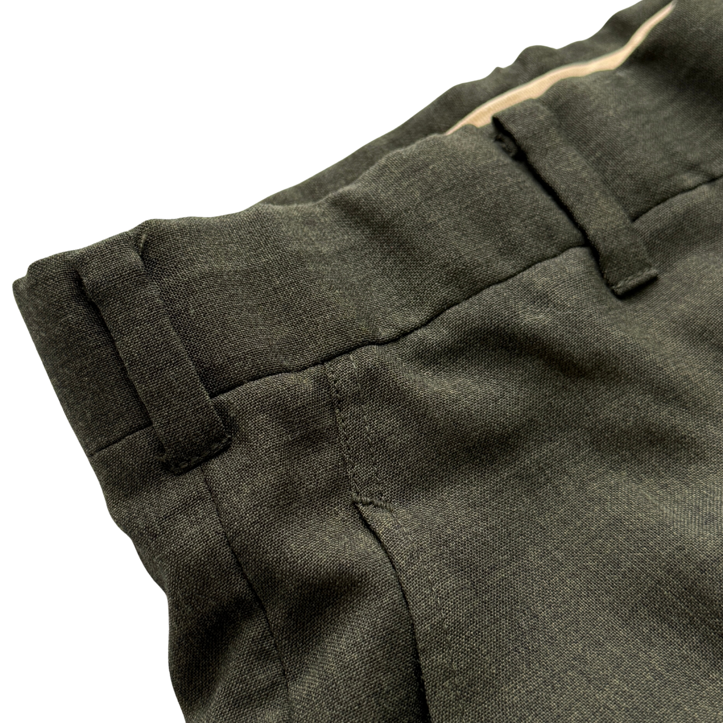 1960s Dark Green Cuffed Wool Dress Pants (31)