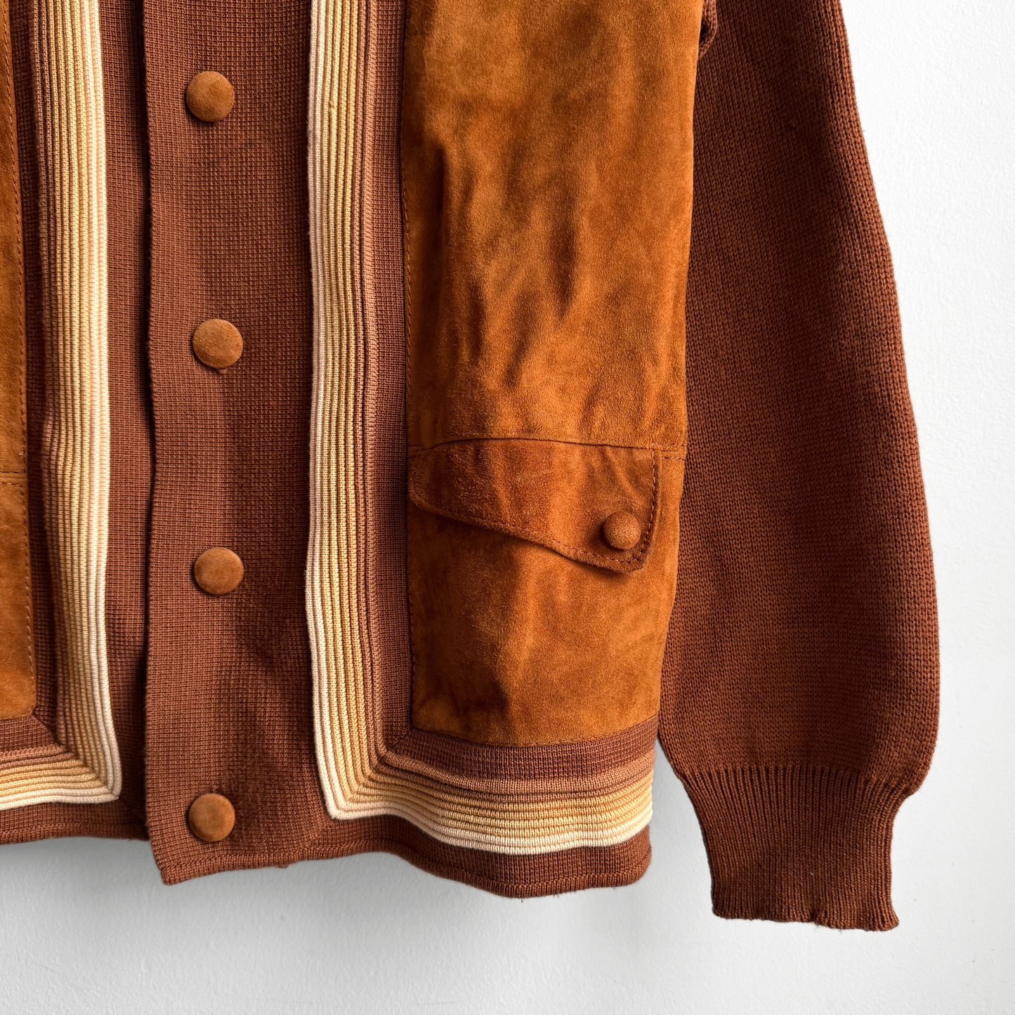 1960s Brown Suede Knit Cardigan