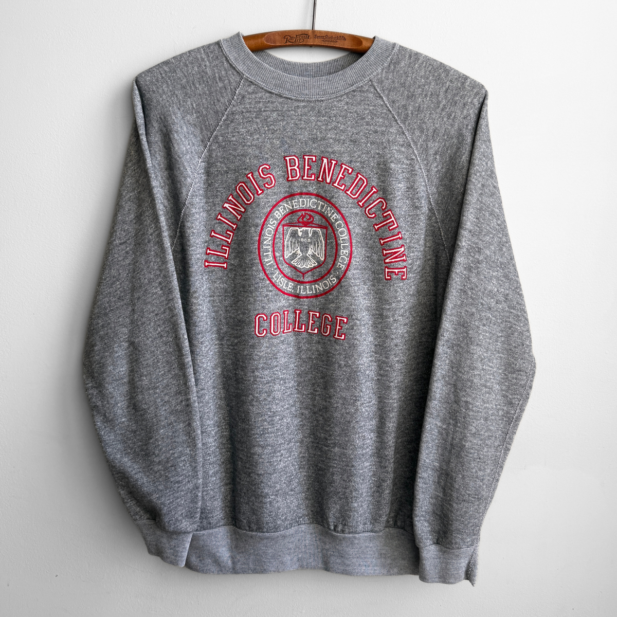 1980s Illinois Benedictine College Grey Raglan Sweatshirt