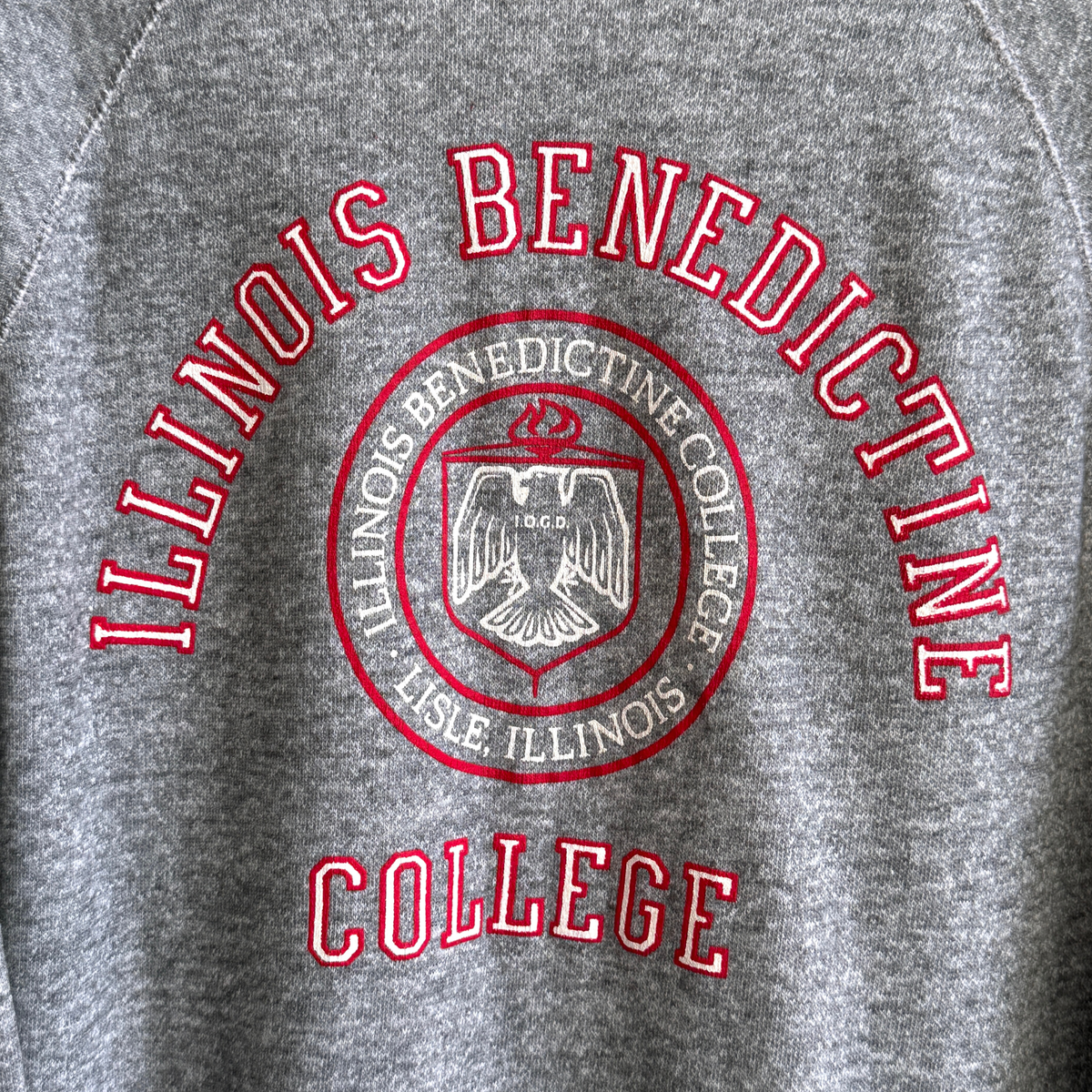 1980s Illinois Benedictine College Grey Raglan Sweatshirt