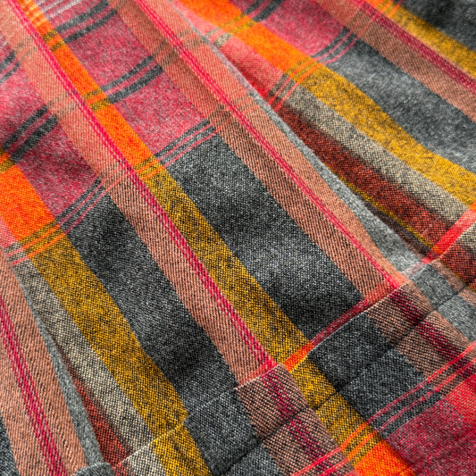 1960s Red & Orange Plaid Pleated Mini Skirt