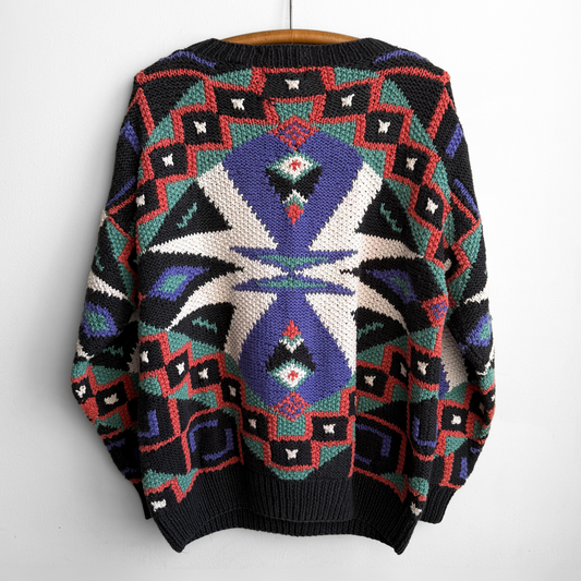 1990s Aztec Hand Knit Sweater