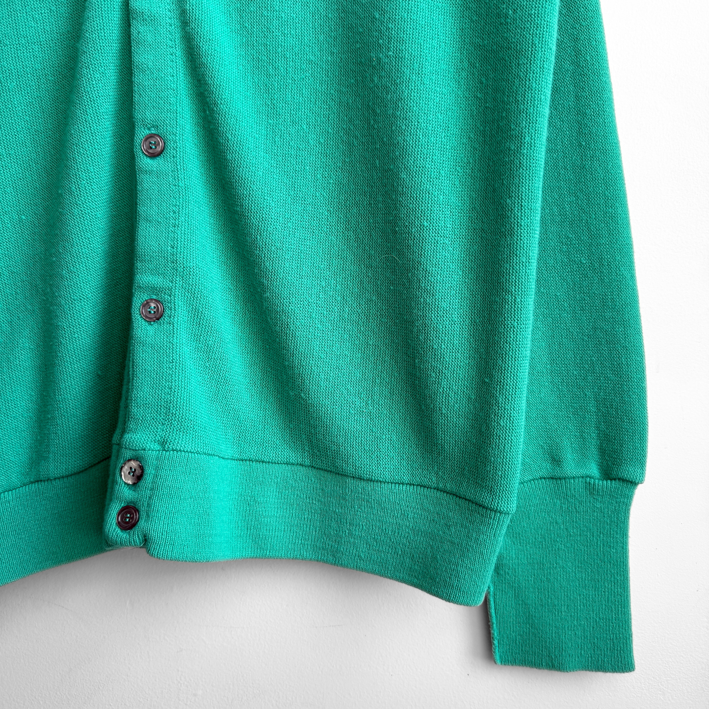 1980s Teal Green Acrylic Knit Cardigan
