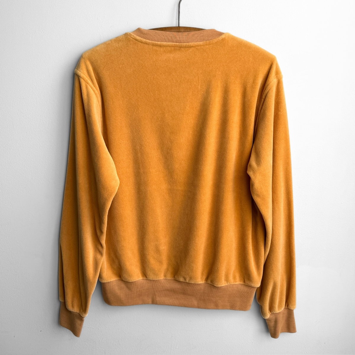 1970s Light Orange Velour V-Neck Sweater