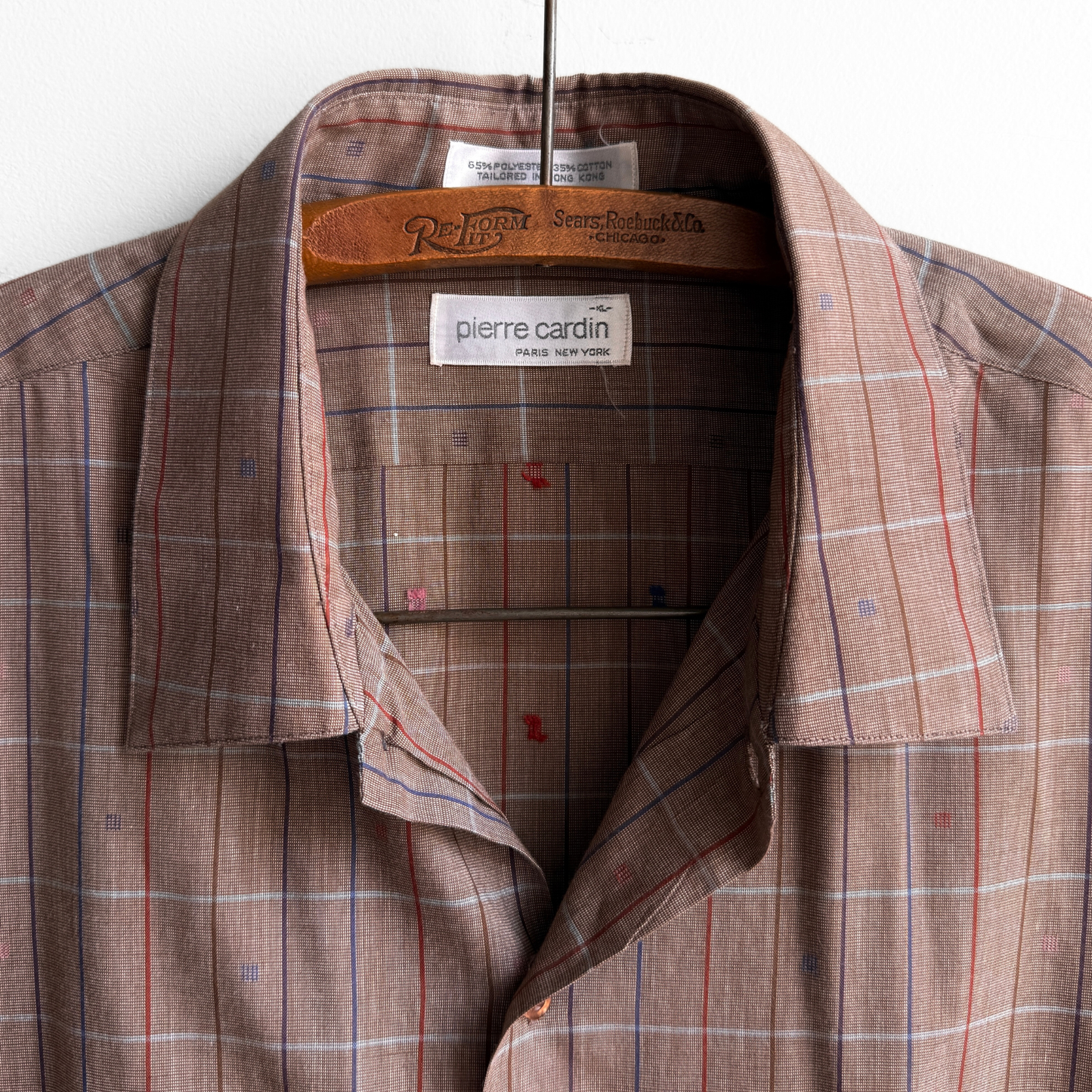 1970s Brown Novelty Print Casual Plaid Shirt