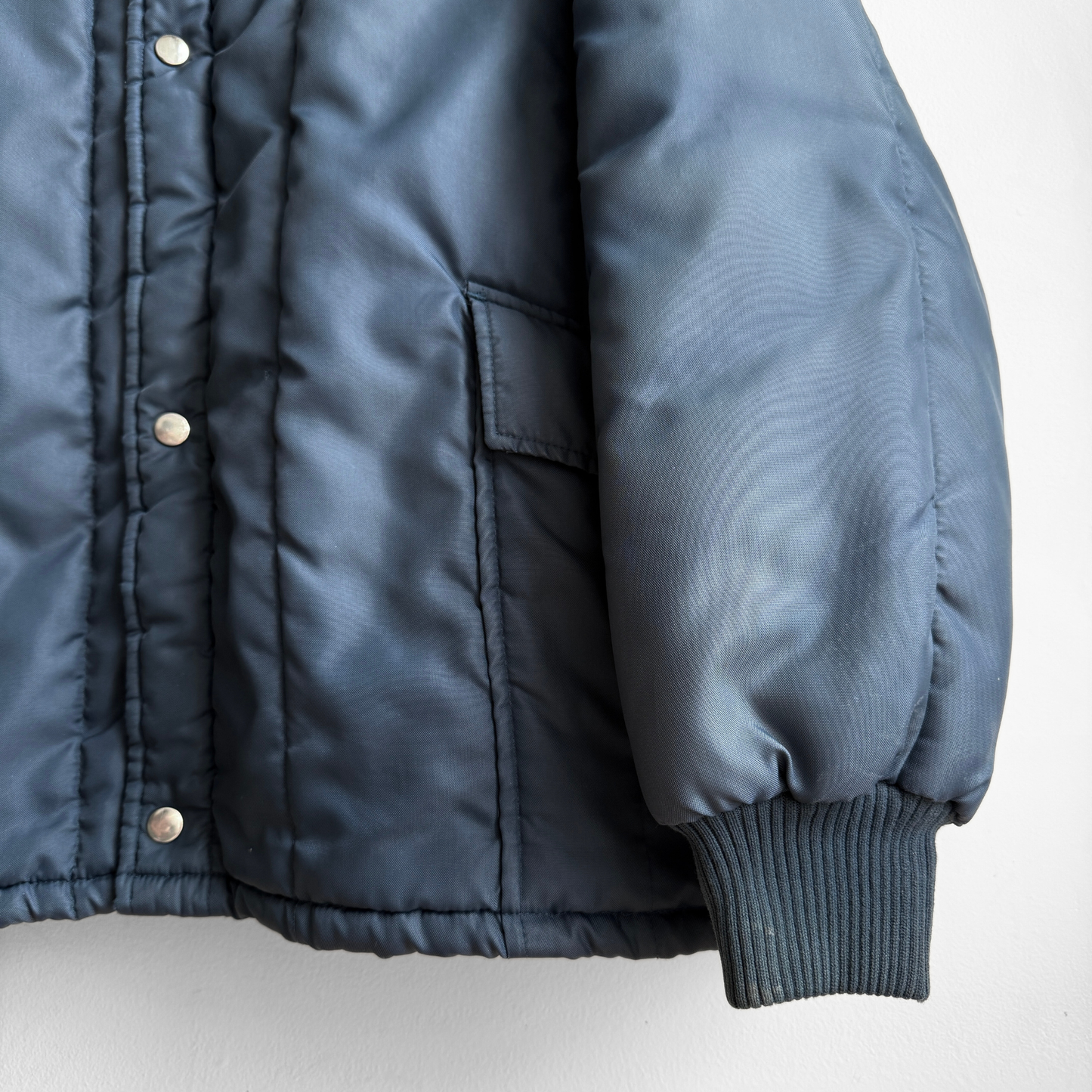 1970s Navy Blue Nylon Windbreaker Work Jacket