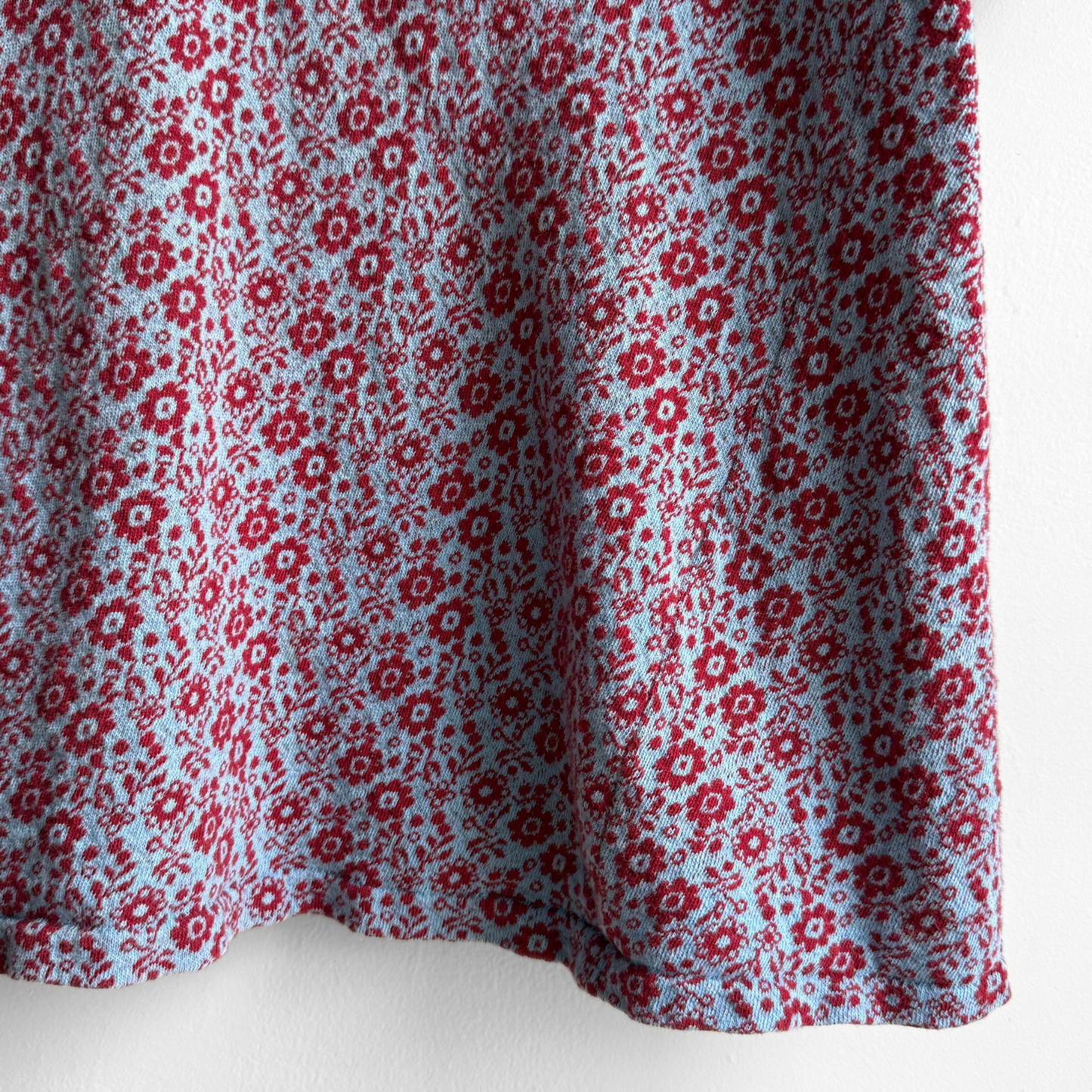 1960s Red & Blue Floral Knit Polo Shirt