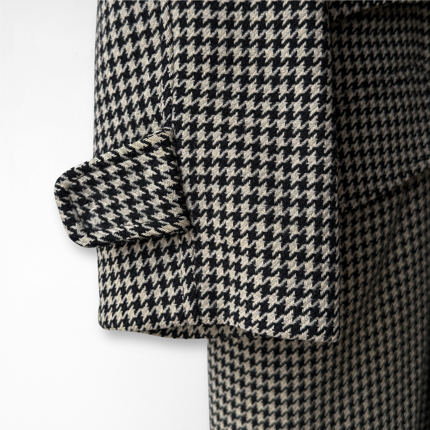 1960s Houndstooth Shearling Wool Overcoat