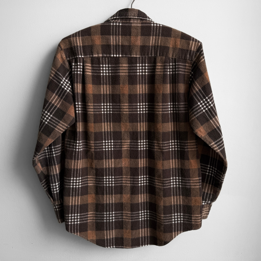 1980s Brown Plaid Flannel Shirt