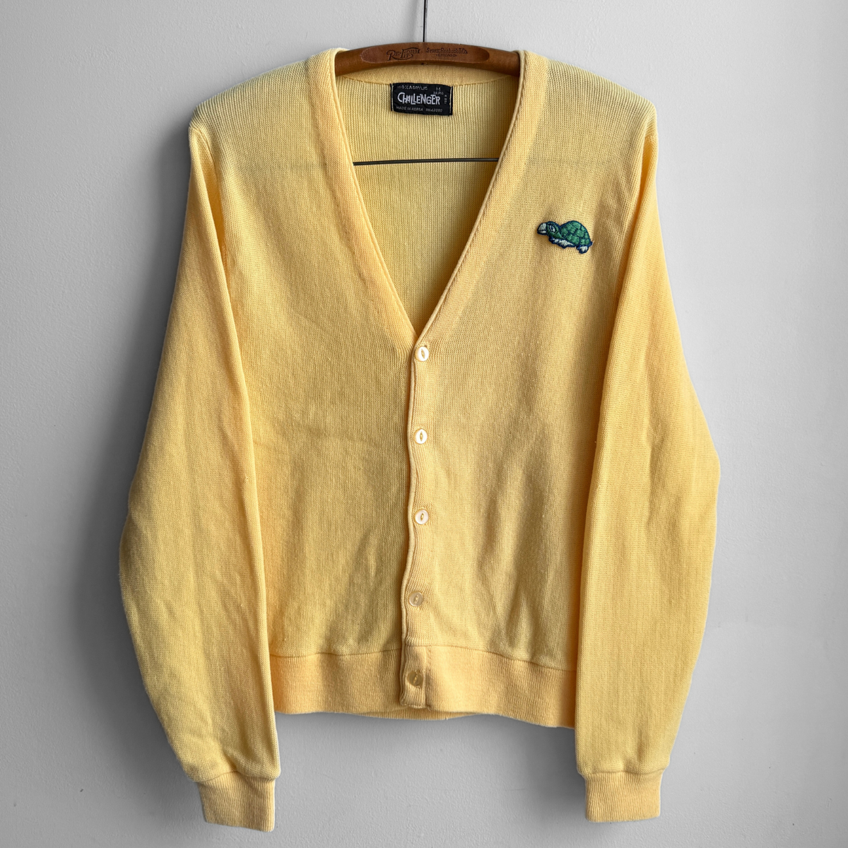 1980s Yellow Acrylic Knit Cardigan
