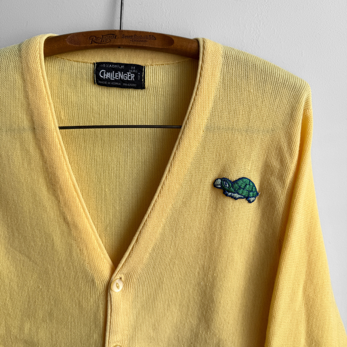 1980s Yellow Acrylic Knit Cardigan
