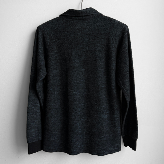 1960s Blue & Green Check Fleece Polo Shirt