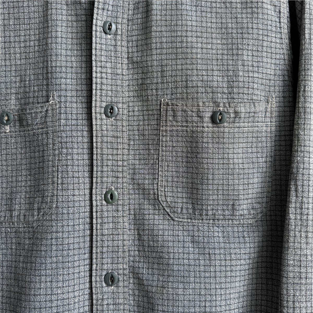 1930s Grey Checkered Cotton Work Shirt