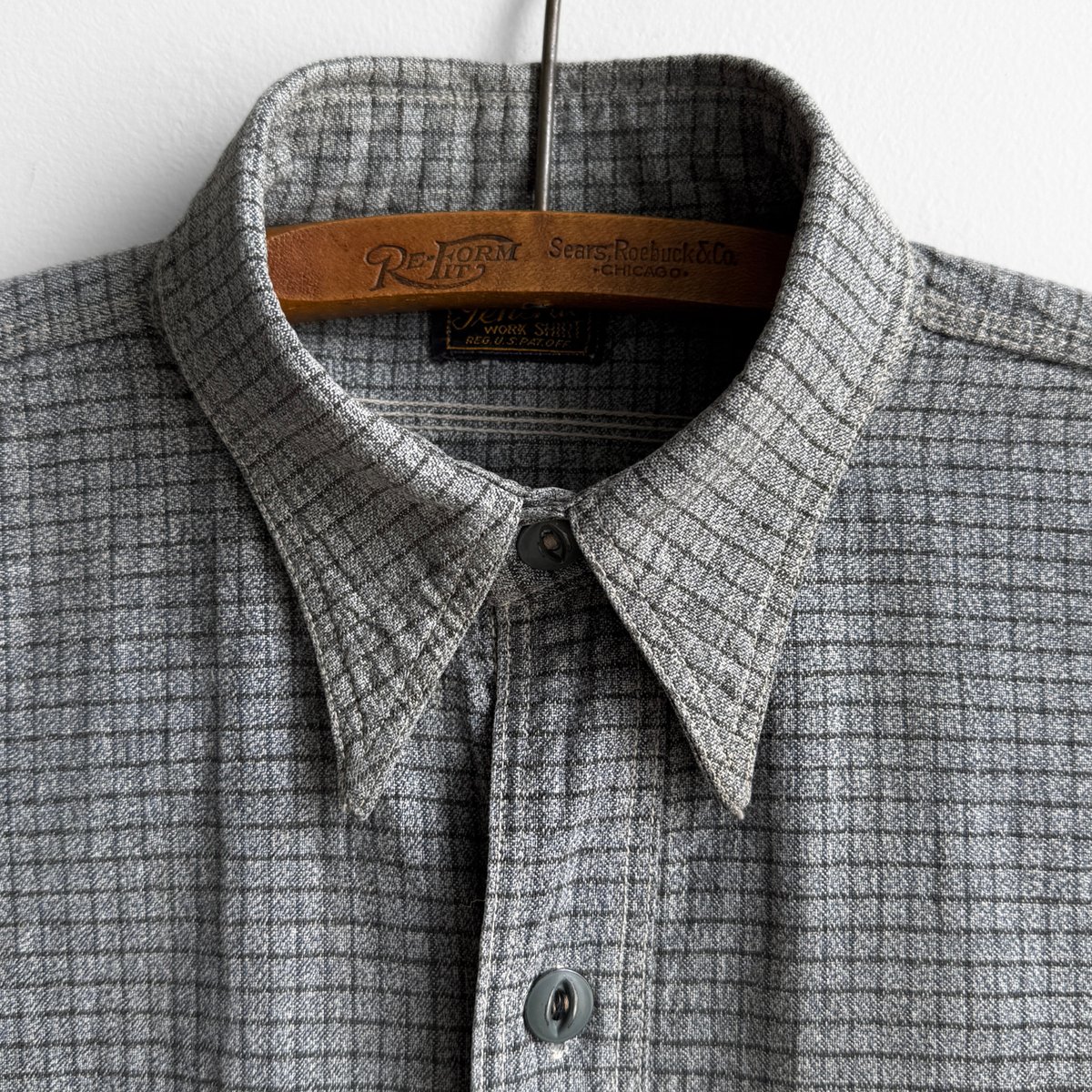 1930s Grey Checkered Cotton Work Shirt