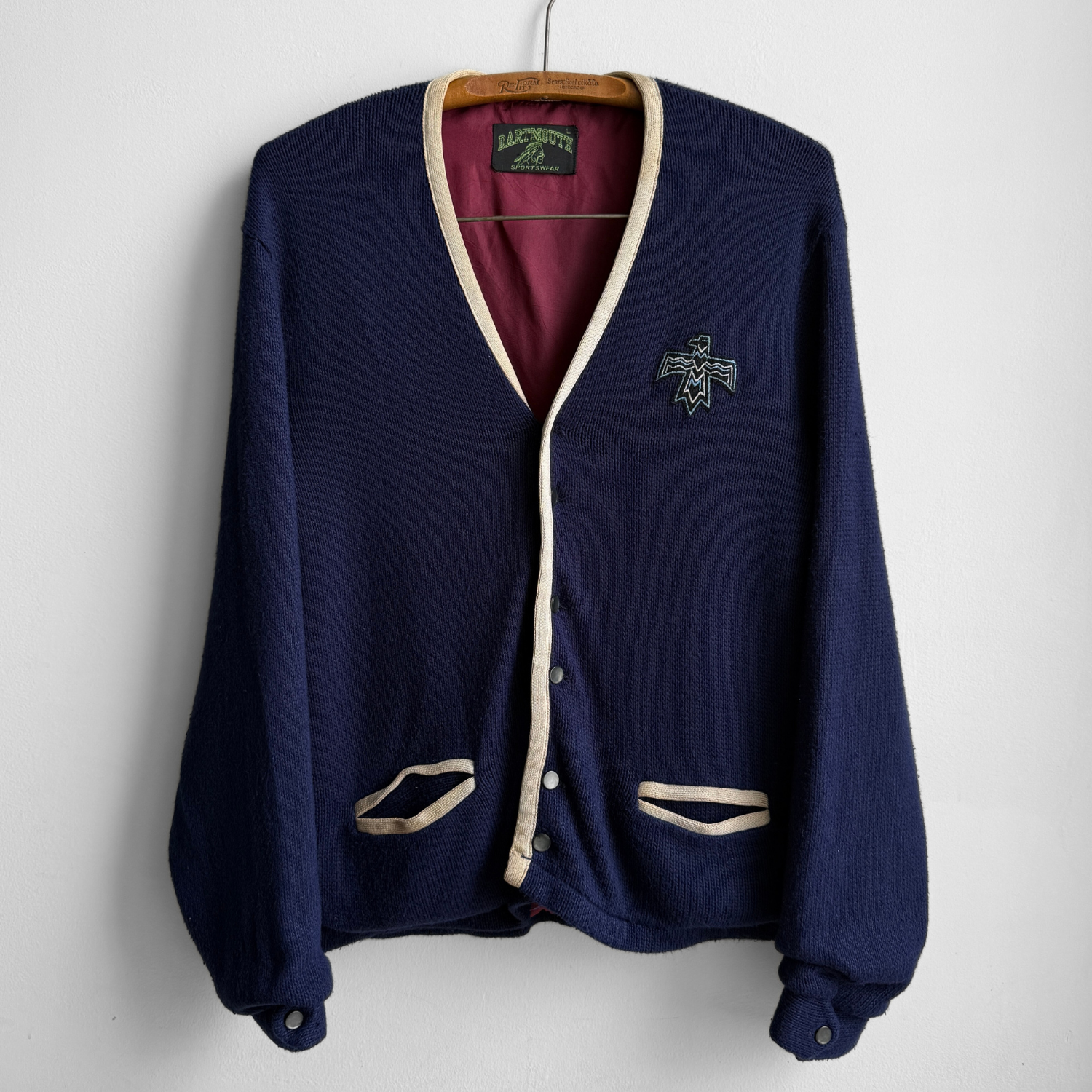 50s-60s Vintage Acrylic Cardigan カラシ 1960s Navy Blue Acrylic Cardigan Jac – ThreadCount Vintage Co.