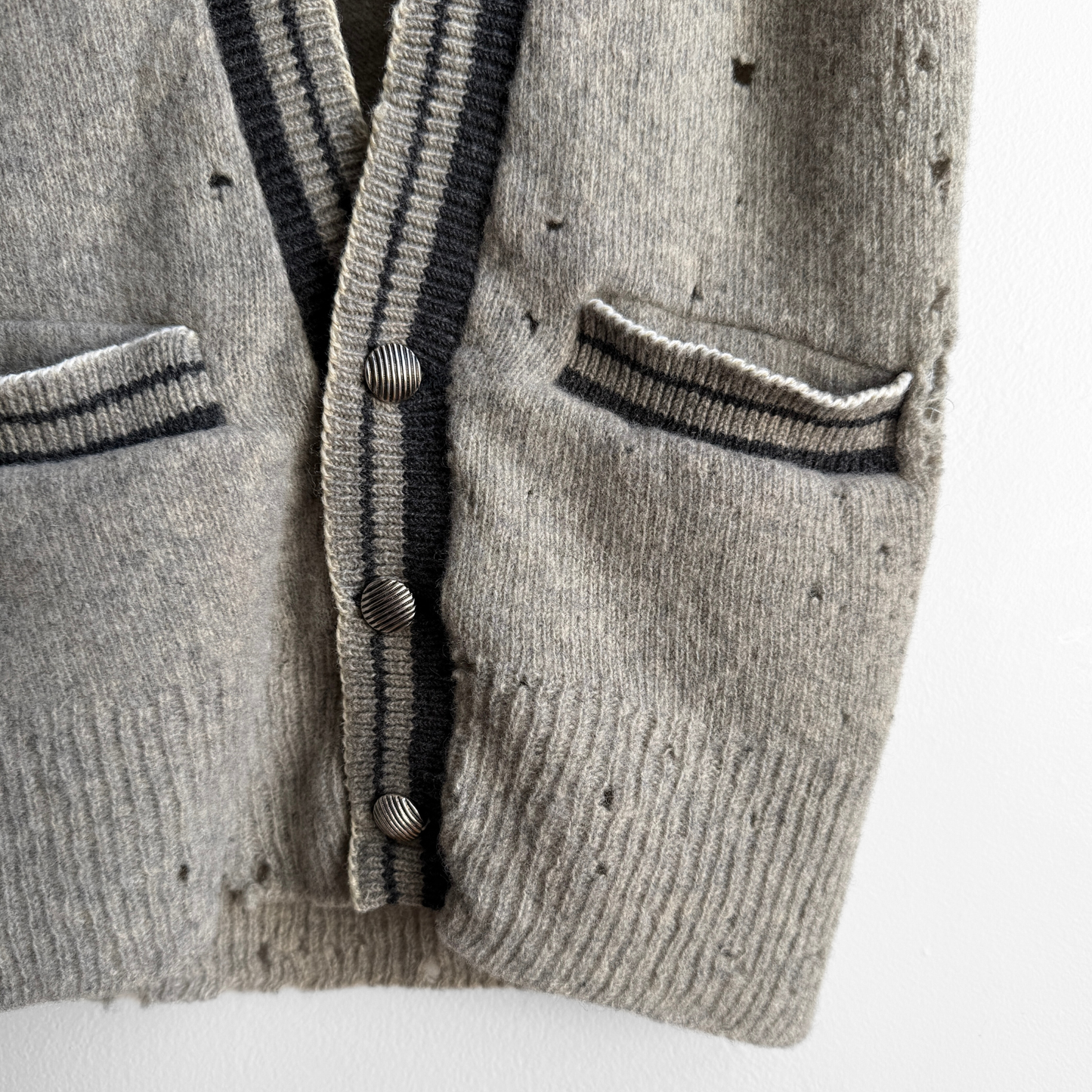 1960s Distressed Grey Wool Sweater Vest